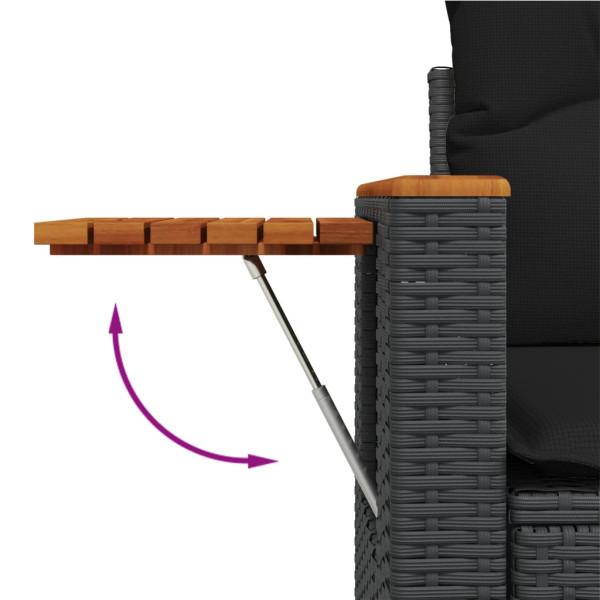 5 pcs conjunto sofás de jardim com almofadões vime PE preto M 5