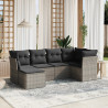 Set de muebles de jardín 6 pzas y cojines ratán sintético gris 1