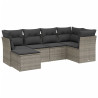 Set de muebles de jardín 6 pzas y cojines ratán sintético gris 2