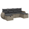6 pcs conjunto sofás de jardim com almofadões vime cinzento 2
