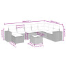 9 pcs conjunto sofás p/ jardim com almofadões vime PE cinzento 3