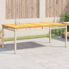 Mesa de jardín ratán sintético madera acacia beige 180x90x75 cm 1