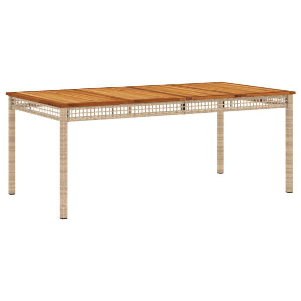 Mesa de jardín ratán sintético madera acacia beige 180x90x75 cm M 2