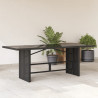 Mesa de jardín superficie de vidrio ratán PE negro 190x80x74 cm 1