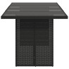 Mesa de jardín superficie de vidrio ratán PE negro 190x80x74 cm 4