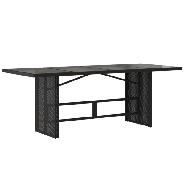 Mesa de jardín superficie de vidrio ratán PE negro 190x80x74 cm M 5