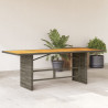 Mesa de jardín superficie de madera ratán PE gris 190x80x74 cm 1
