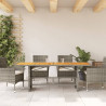 Mesa de jardín superficie de madera ratán PE gris 190x80x74 cm 3
