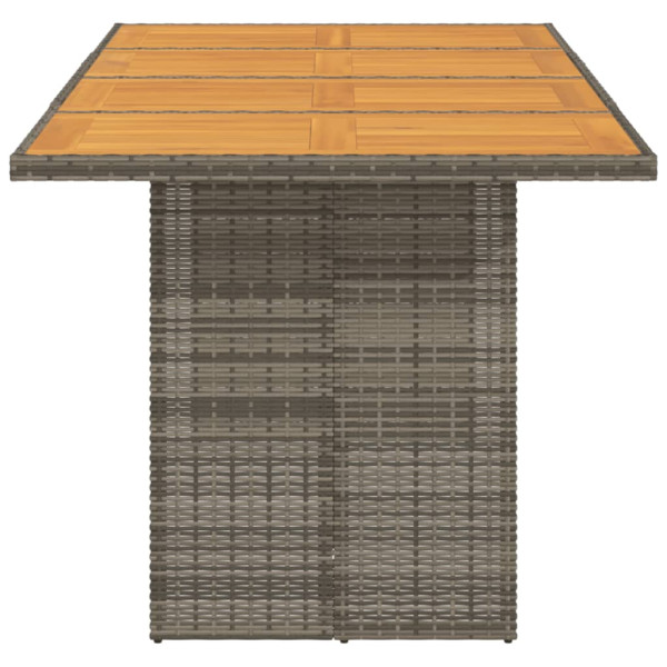 Mesa de jardín superficie de madera ratán PE gris 190x80x74 cm M 4