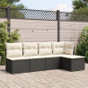 Set de muebles de jardín 5 pzas y cojines ratán sintético negro 1