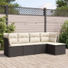5 pcs conjunto sofás de jardim com almofadões vime PE preto 1