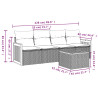Set de muebles de jardín 5 pzas y cojines ratán sintético negro 3