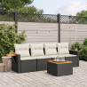 5 pcs conjunto sofás de jardim com almofadões vime PE preto 1