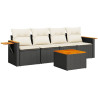 Set de muebles de jardín 5 pzas y cojines ratán sintético negro 2