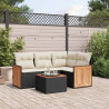 5 pcs conjunto sofás de jardim com almofadões vime PE preto 1