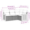 Set de muebles de jardín 5 pzas y cojines ratán sintético negro 3