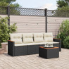5 pcs conjunto sofás de jardim com almofadões vime PE preto 1