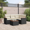 5 pcs conjunto sofás de jardim com almofadões vime PE preto 1