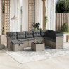 Set de muebles de jardín 9 pzas y cojines ratán sintético gris 1