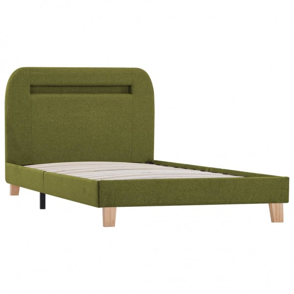 Estructura de cama con LED tela verde 90x200 cm M 3