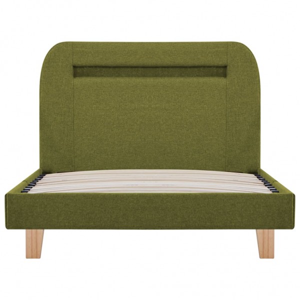 Estrutura de cama com LED em tecido 90x200 cm verde M 4