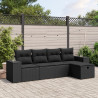 Set de muebles de jardín 5 pzas y cojines ratán sintético negro 1