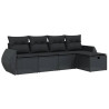 Set de muebles de jardín 5 pzas y cojines ratán sintético negro 2