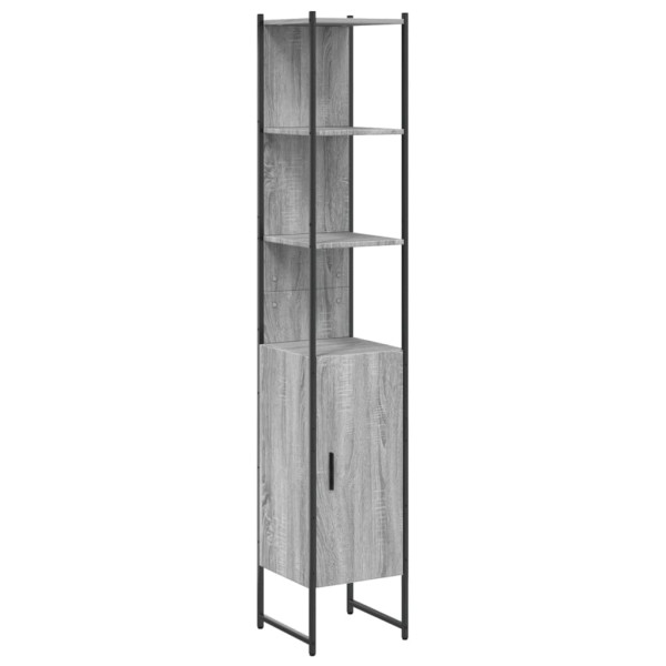 Armario de baño madera de ingeniería gris Sonoma 33x33x185.5 cm M 2