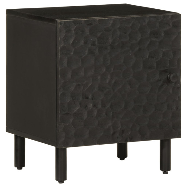 Mesita de noche de madera maciza de mango negra 40x33x46 cm D
