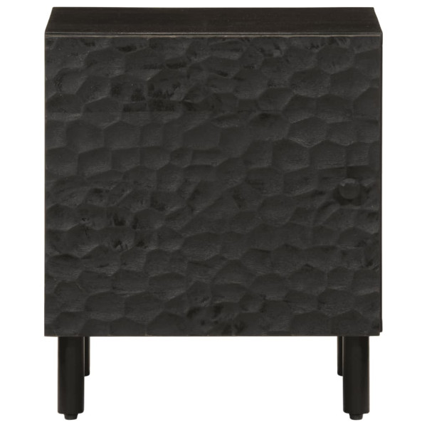 Mesita de noche de madera maciza de mango negra 40x33x46 cm M 3