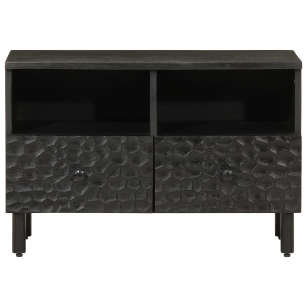 Mueble de TV madera maciza de mango negro 70x33x46 cm M 3