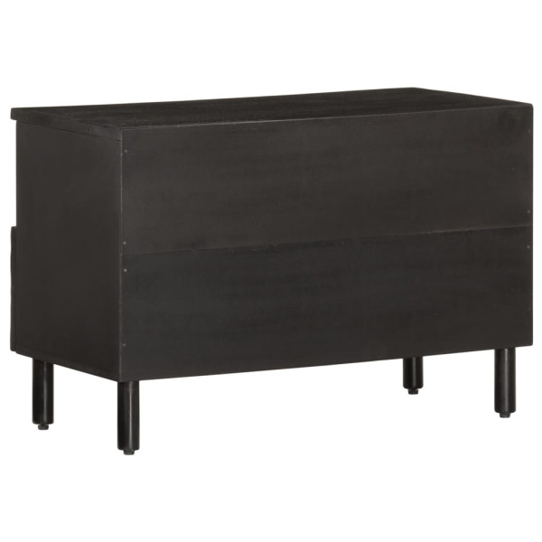 Mueble de TV madera maciza de mango negro 70x33x46 cm M 5