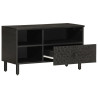 Mueble de TV madera maciza de mango negro 80x33x46 cm 3