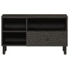 Mueble de TV madera maciza de mango negro 80x33x46 cm 4