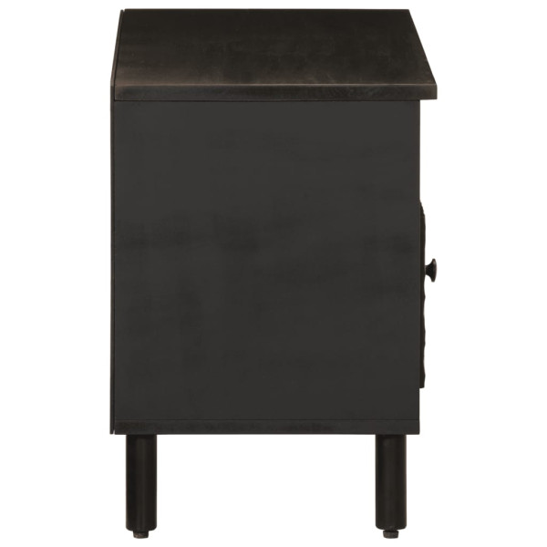 Mueble de TV madera maciza de mango negro 80x33x46 cm M 5