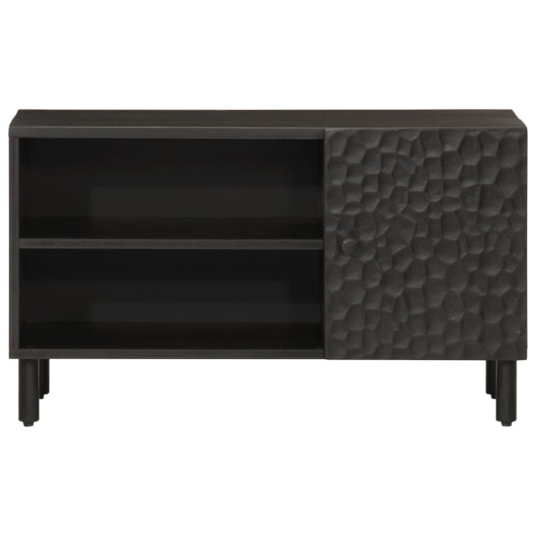 Mueble de TV madera maciza de mango negro 80x31x46 cm M 3