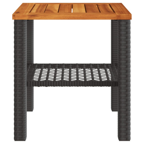Mesa de jardín ratán sintético madera acacia negro 40x40x42 cm M 5