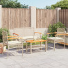 4 pcs conjunto lounge de jardim c/ almofadões vime PE bege 3