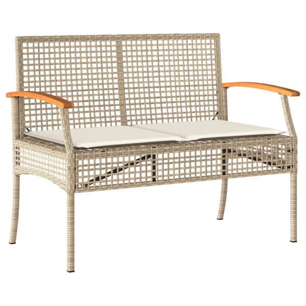 4 pcs conjunto lounge de jardim c/ almofadões vime PE bege M 4