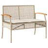 4 pcs conjunto lounge de jardim c/ almofadões vime PE bege 4