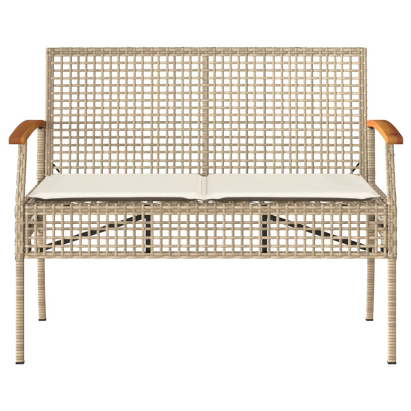 4 pcs conjunto lounge de jardim c/ almofadões vime PE bege M 5