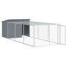 Caseta perros con corral acero galvanizado gris 153x396x110 cm 4