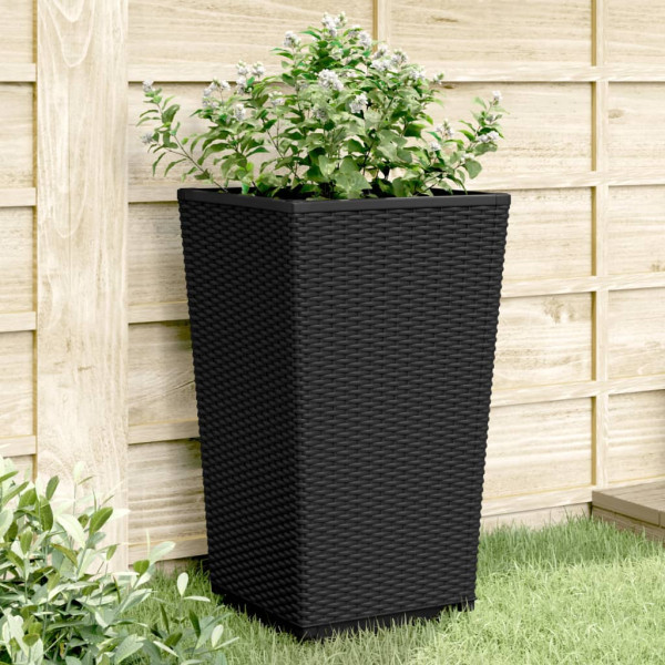 Jardineras 4 unidades PP negro 32.5x32.5x57 cm D