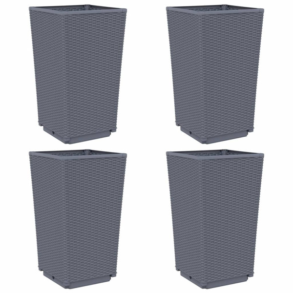Vasos/floreiras 4 pcs 32.5x32.5x57 cm PP cinzento azul M 2