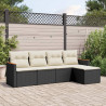Set de muebles de jardín 5 pzas y cojines ratán sintético negro 1