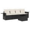 Set de muebles de jardín 5 pzas y cojines ratán sintético negro 2
