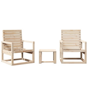 Juego de muebles de jardín 3 piezas madera maciza de pino H