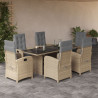 Set comedor de jardín 7 pzas con cojines ratán sintético beige 1