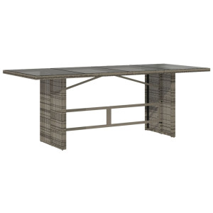 Mesa de jardín superficie de vidrio ratán PE gris 190x80x74 cm H
