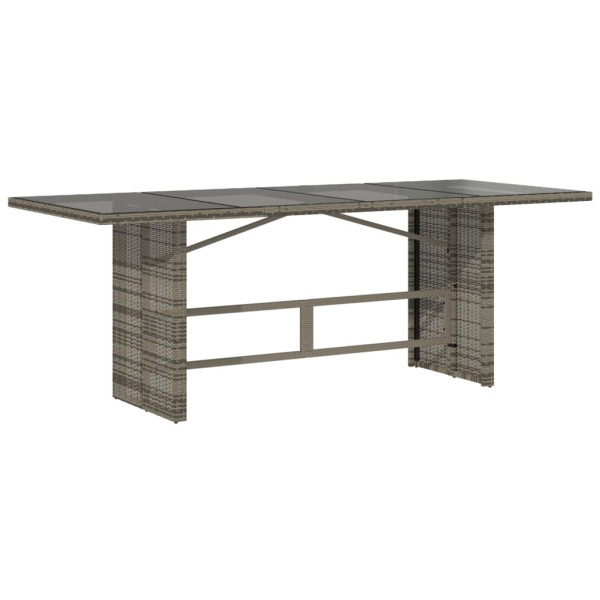 Mesa de jardín superficie de vidrio ratán PE gris 190x80x74 cm M 2